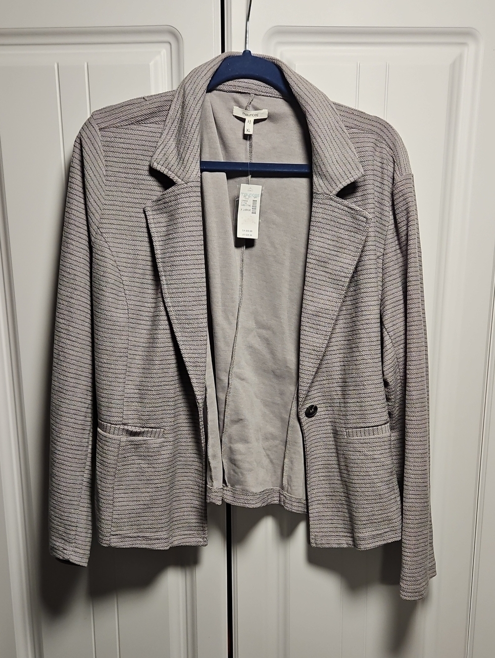 Maurices Light Gray Striped Knit Blazer